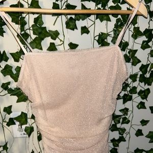 honey Penelope Shimmer Mesh Mini Dress